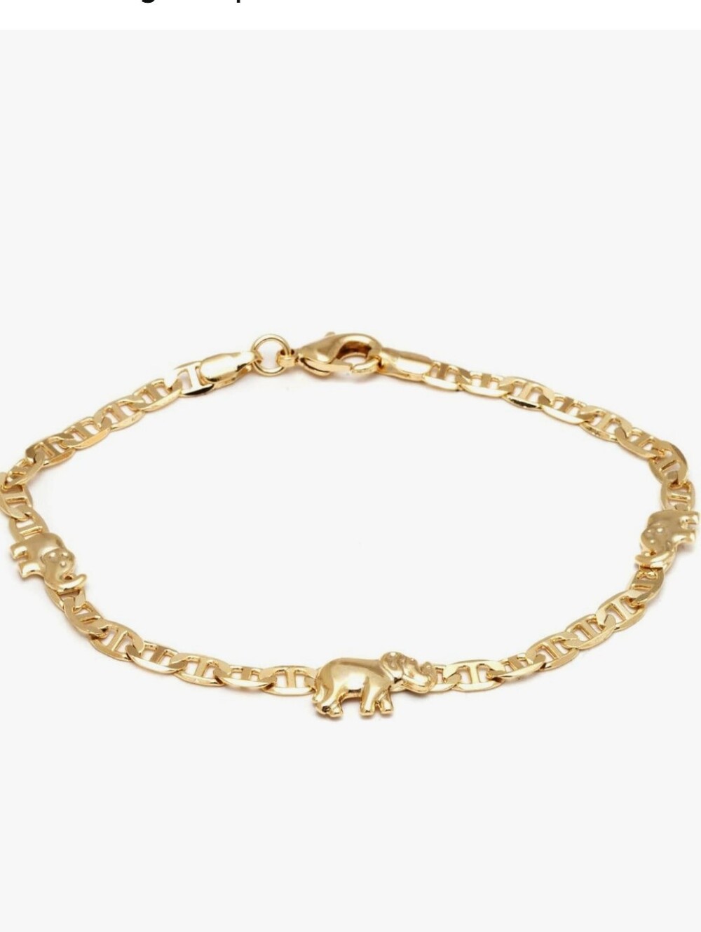 Barzel 18K Gold Plated Flat Marina Elephant Anklet For Women - Made In Brazil 🐘